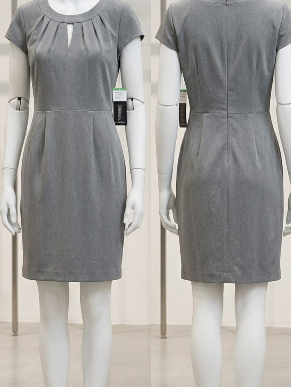 Karin Stevens Classic Grey Cap-Sleeve Sheath Dress